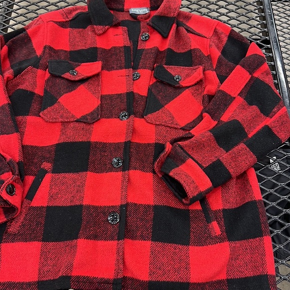 Sweet Lovely by Jen red black buffalo plaid l shacket coat Large - Picture 7 of 14